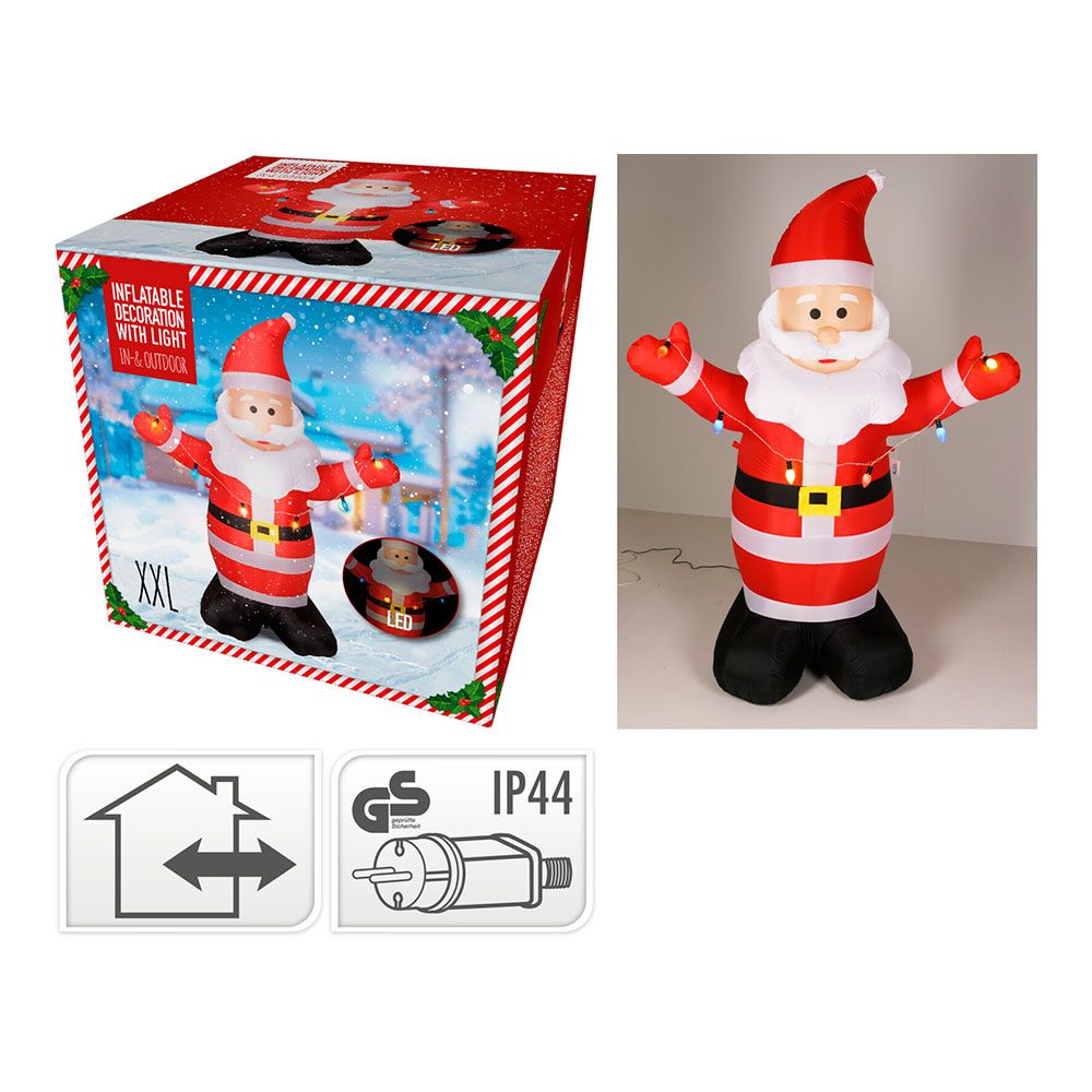 FIGURA HINCHABLE CON LED PARA EXTERIOR, PAPA NOEL, 120 x 70 x 190 cm