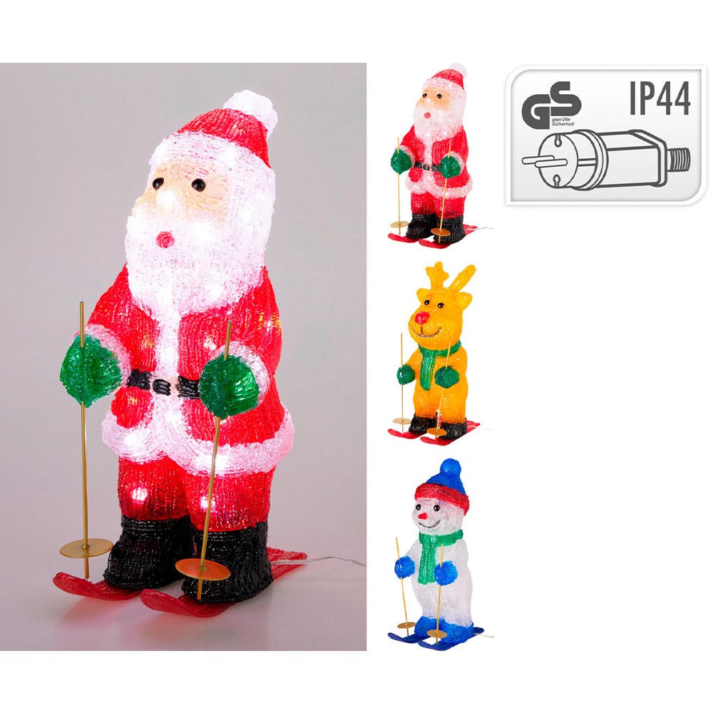 FIGURA NAVIDEÑA LED ACRÍLICA EXTERIOR, 40 LEDS, MODELOS VARIADOS, 18 x 14 x 33 cm