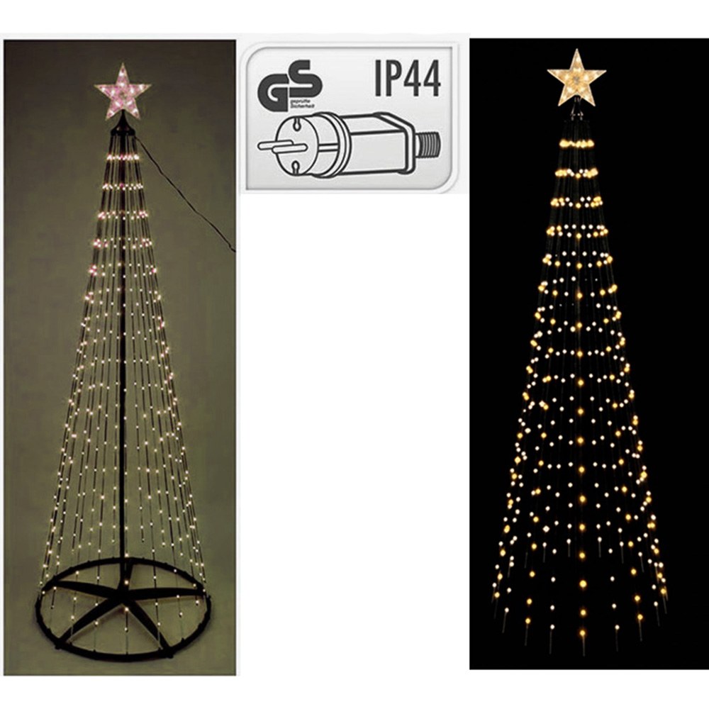 ÁRBOL DE NAVIDAD CON ESTRELLA, 370 LED LUZ CÁLIDA, USO EXTERIOR, Ø70 x 210 cm