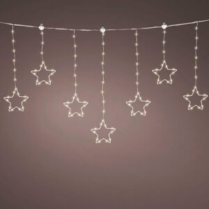 CORTINA MULTIFUNCIÓN, EXTERIOR, CON ESTRELLAS, BLANCO CÁLIDO, CABLE PLATEADO, 1,2 m
