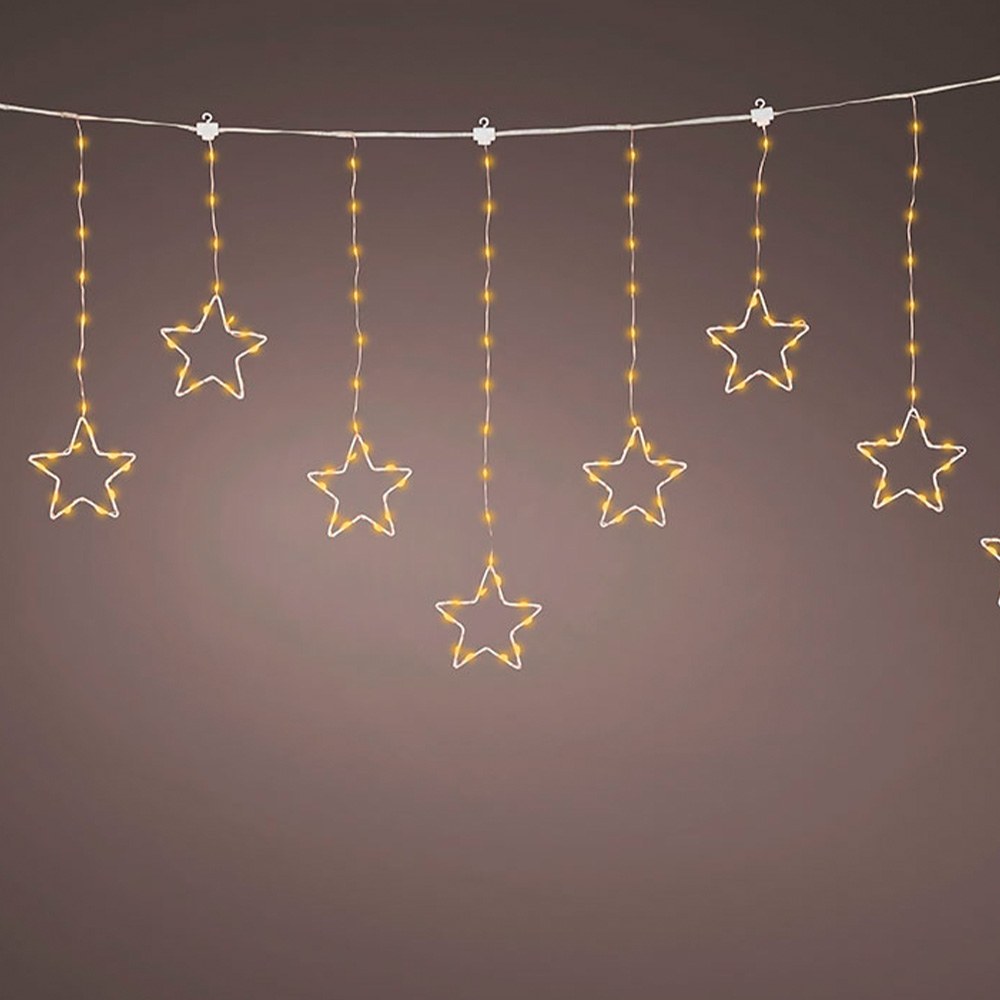 CORTINA MULTIFUNCIÓN, EXTERIOR, CON ESTRELLAS, BLANCO CÁLIDO, CABLE COBRE, 1,2 m