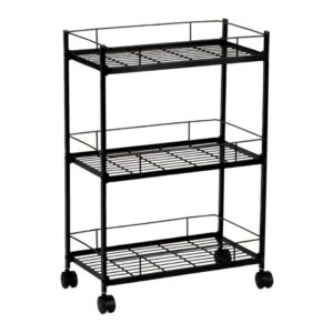 CARRITO MULTIUSO CON 3 CESTOS DE METAL NEGRO