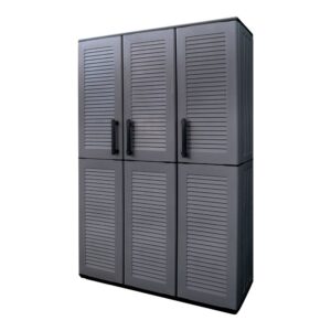 ARMARIO ALTO CON ESTANTES Y PORTAESCOBAS LÍNEA EASY DE POLIPROPILENO GRIS OSCURO 102 x 37 x 163 cm