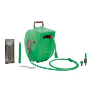 ENROLLADOR AUTOMÁTICO DE MANGUERA 20 m (+2 m), Ø13 mm. SOPORTE 180° Y ACCESORIOS