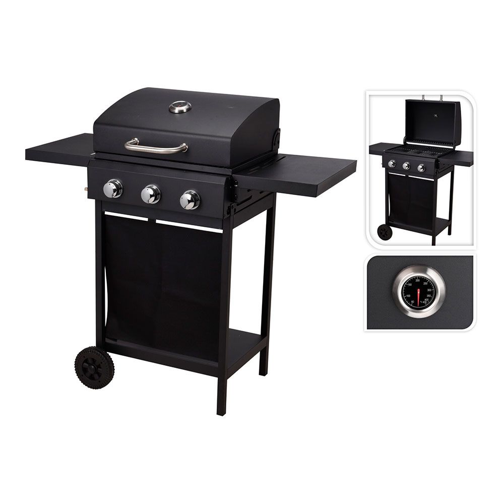 BARBACOA DE GAS DE 3 FUEGOS 139x56,5x106cm VAGGAN