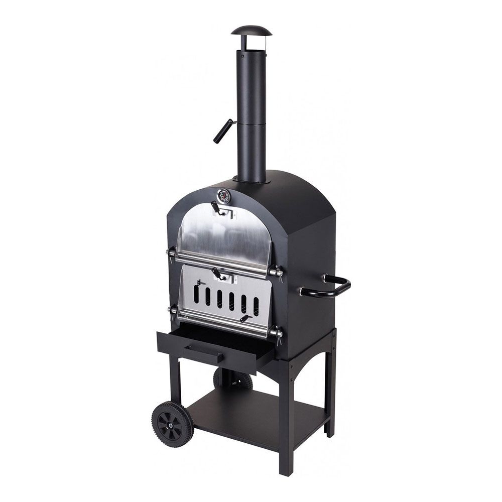 BARBACOA DE CARBÓN CON HORNO DE PIEDRA 44,5 x 65 x 158 cm