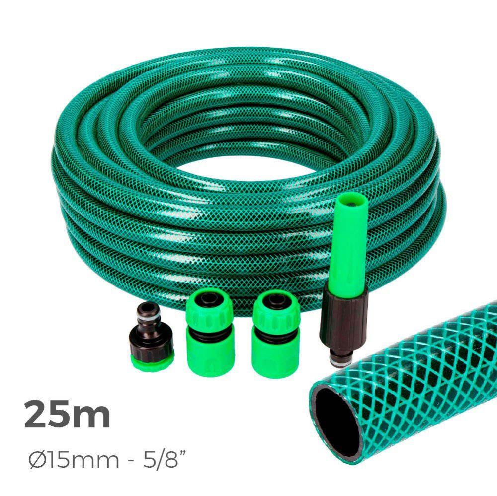 KIT MANGUERA DE JARDÍN BASIC Ø15 mm, 5/8 pulg, 25 m