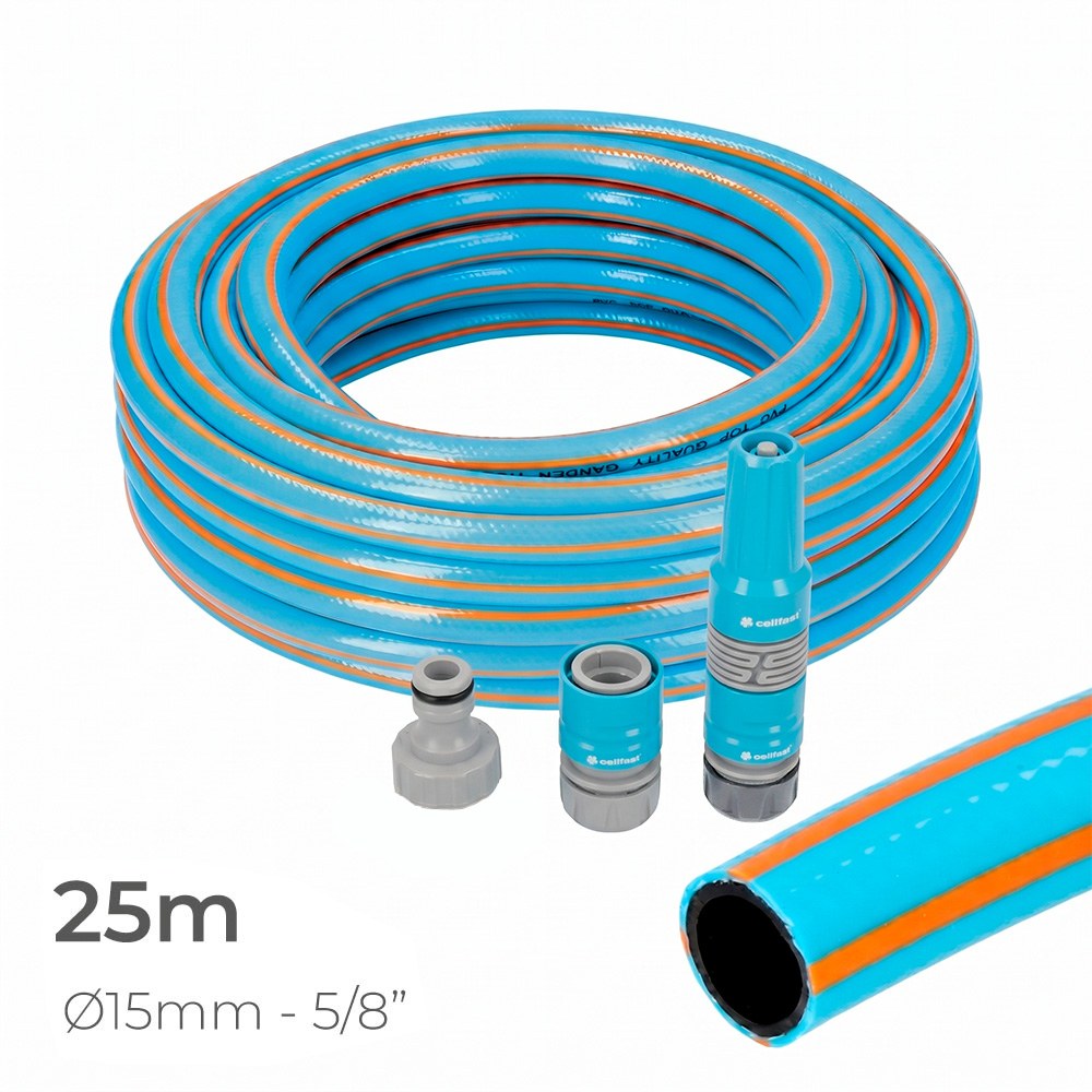 KIT MANGUERA DE JARDÍN PRO Ø15 mm, 5/8 pulg, 25 m