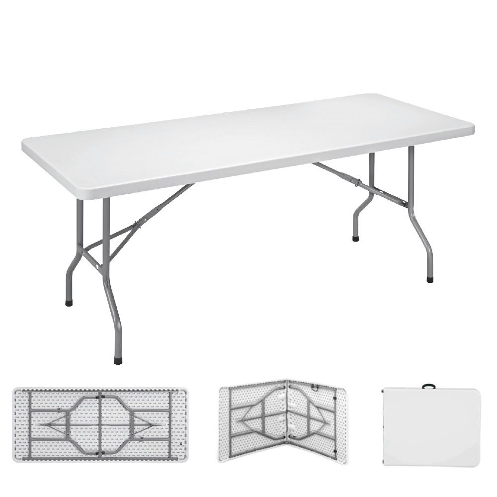 MESA PLEGABLE 180 x 74 x 74 cm TUBO Ø22 x 1.0 mm, BLANCA