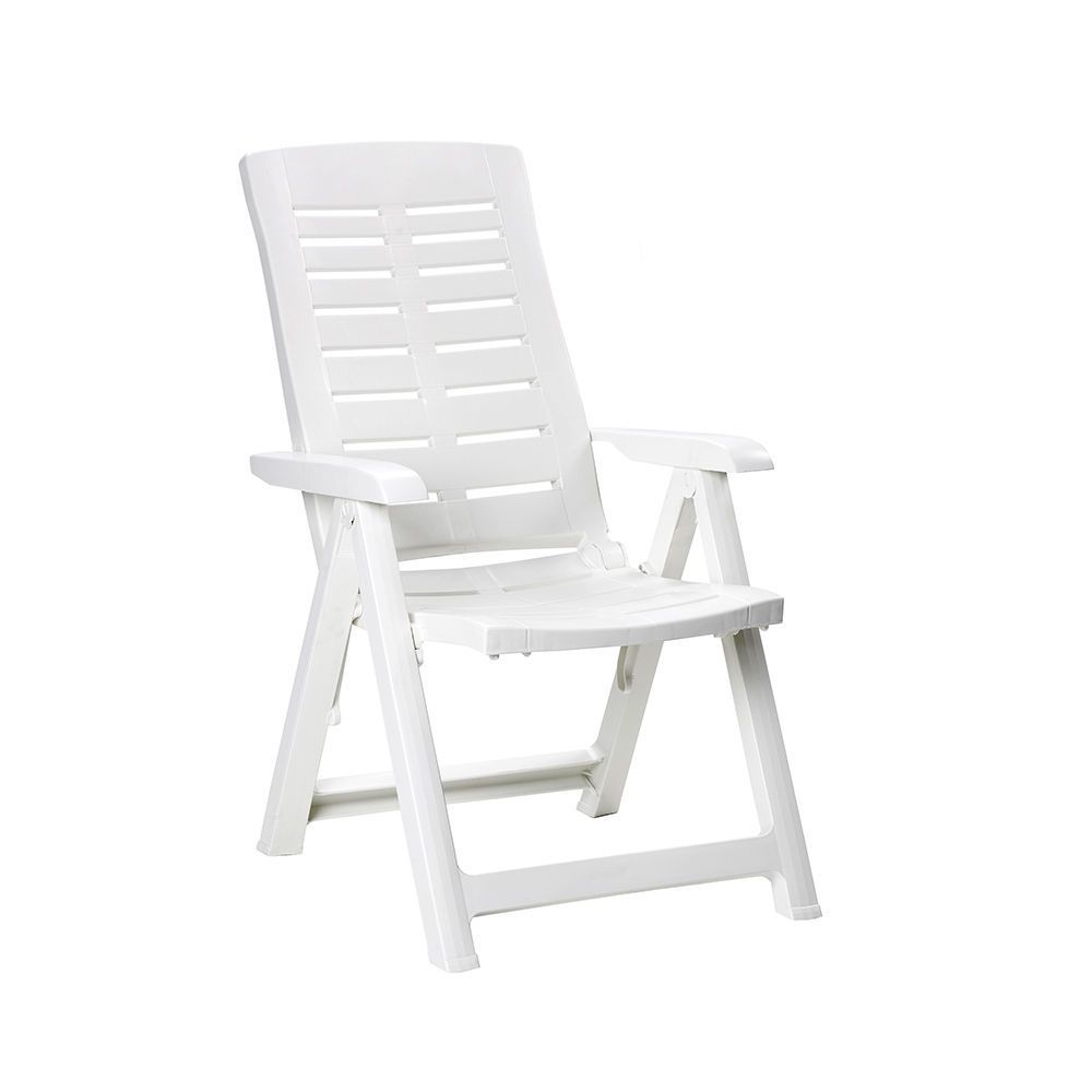 SILLA PLEGABLE MULTIPOSICIONNES COLOR BLANCO 60 x 61 x 109 cm