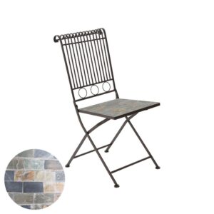 SILLA METÁLICA/MOSAICO PLEGABLE STUTTGART COLOR MARRÓN PARA EXTERIOR 39 x 39 x 90 cm