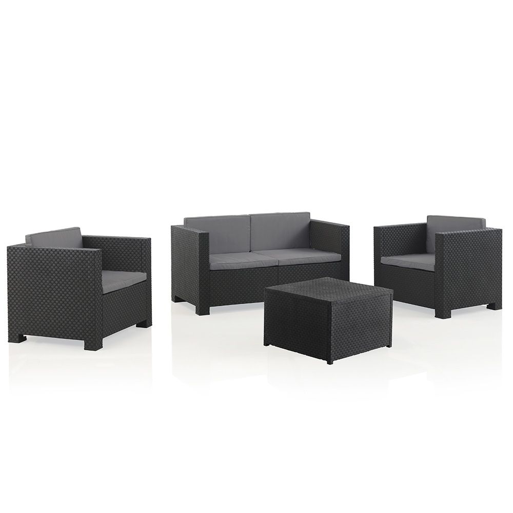 CONJUNTO JARDÍN DIVA TROPEA GRAFIT 4 PIEZAS ANTRACITA + COJINES