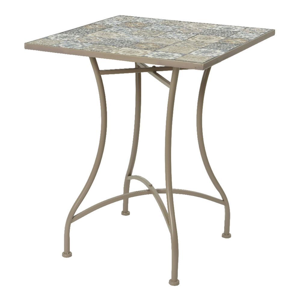 MESA METÁLICA/MOSAICO BISTRO, COLOR MARRÓN, PARA EXTERIOR, 58 x 58 x 72 cm