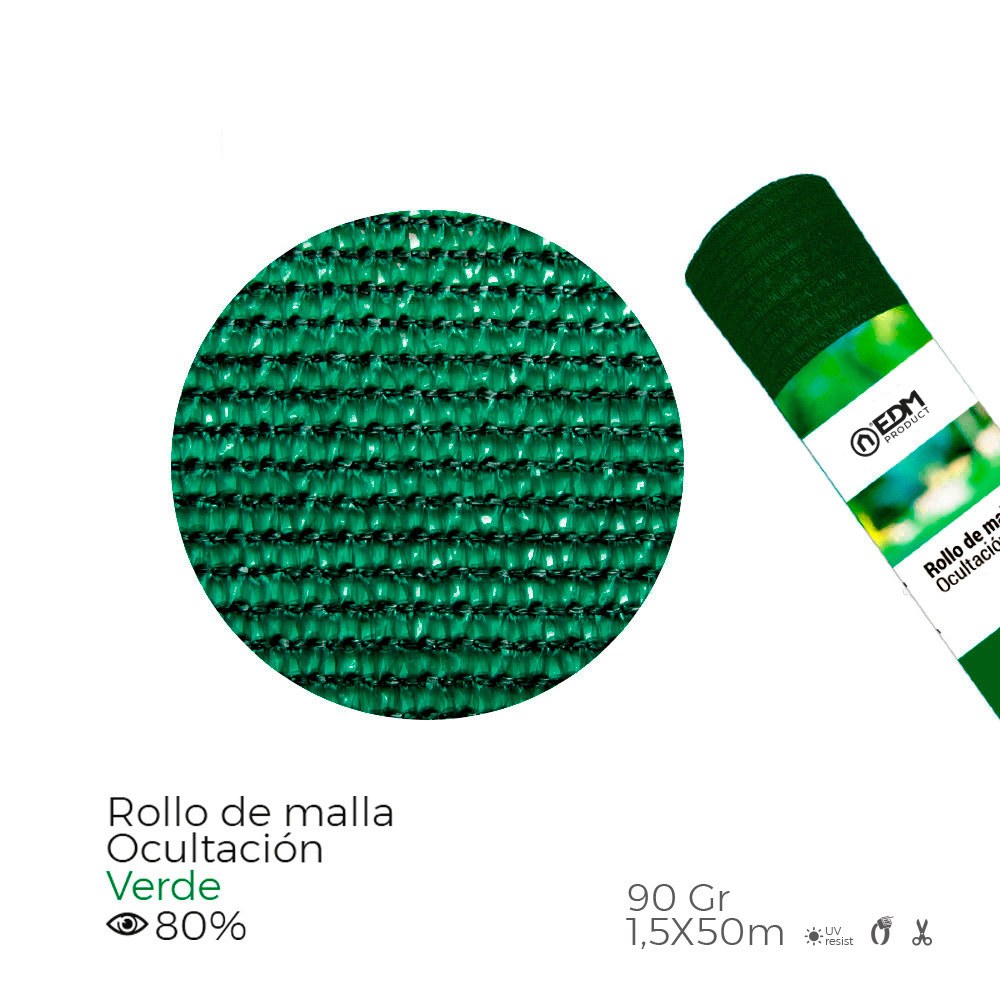 MALLA DE OCULTACIÓN VERDE 90 g/m² 1,5 x 50 m