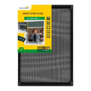 MOSQUITERA CON MARCO EXTENSIBLE, MALLA DE FIBRA DE VIDRIO, ANTRACITA, 75-142 x 50 cm