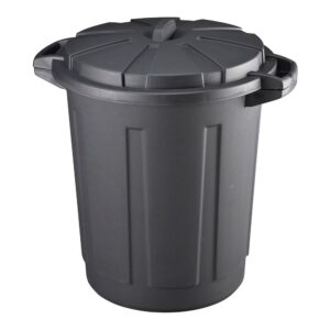 CUBO DE BASURA DE COMUNIDAD NEGRO CON TAPA, 80 l , Ø49,5 x 55,5 cm