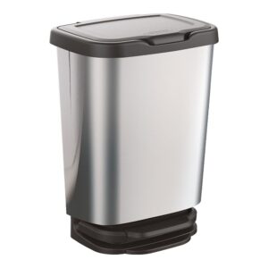 CUBO CON PEDAL JIVE CON CIERRE AMORTIGUADO PLATA/NEGRO, 20 L