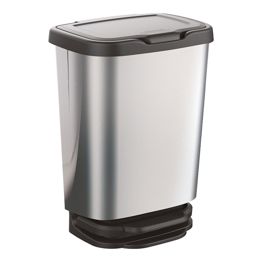 CUBO CON PEDAL JIVE CON CIERRE AMORTIGUADO PLATA/NEGRO, 20 L