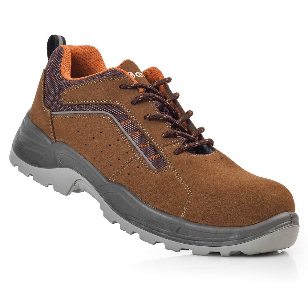 ZAPATOS DE SEGURIDAD LUSITANIA MICROFIBRA SERRAJE MARRÓN S1P METALFREE SRC TALLA 36