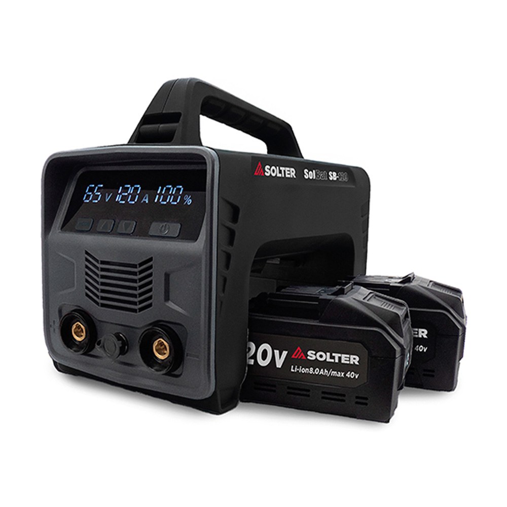 EQUIPO DE SOLDADURA, SOLBAT SB-120 90A + 2 BATERÍAS LÍTIO 20 V/40 V, 26,6 x 15,8 x 22 cm
