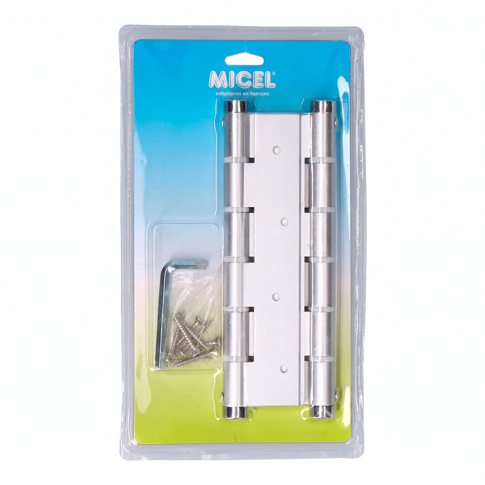 BISAGRA DE DOBLE ACCIÓN, MODELO BS10 PL M57004, DE ALUMINIO CON ACABADO PLATA, 133 x 180 mm, BLISTER