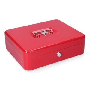 CAJA DE CAUDALES CFC09, DE ACERO CON ACABADO ROJO, 300 x 240 x 90 mm
