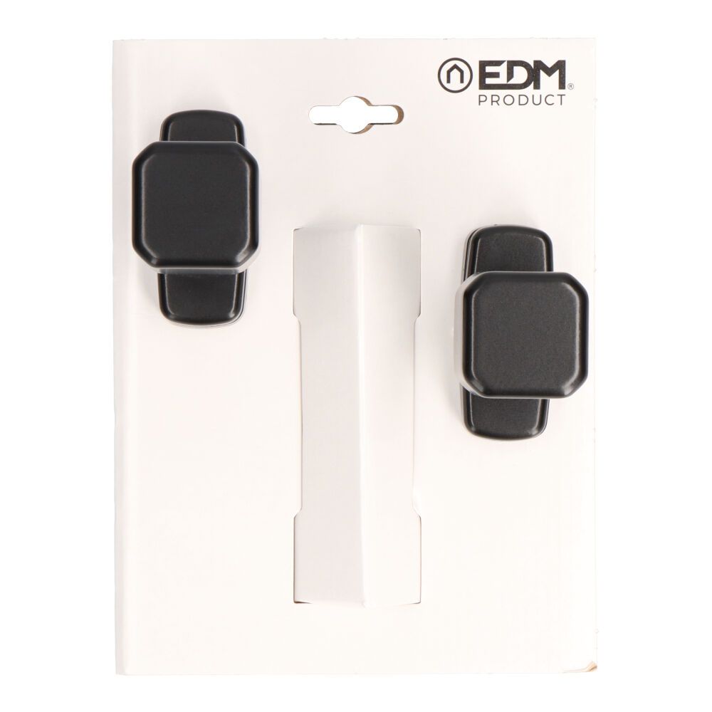 JUEGO DE POMO RECUPERABLE, MODELO 6807, DE ALUMINIO CON ACABADO NEGRO, 37 x 83 x 69 mm, BLISTER
