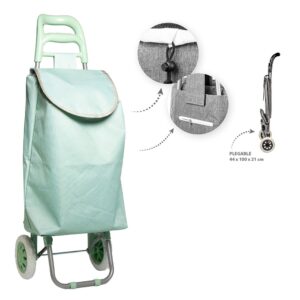 CARRO DE LA COMPRA PLEGABLE, VERDE, 2 RUEDAS