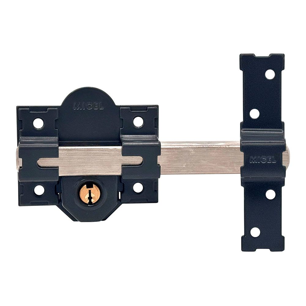 CERROJO, SEGURIDAD, SOBREPONER, MODELO CRR09, DE ACERO CON ACABADO GRIS, 86L/70 mm, CON 3 LLAVES SERRATA