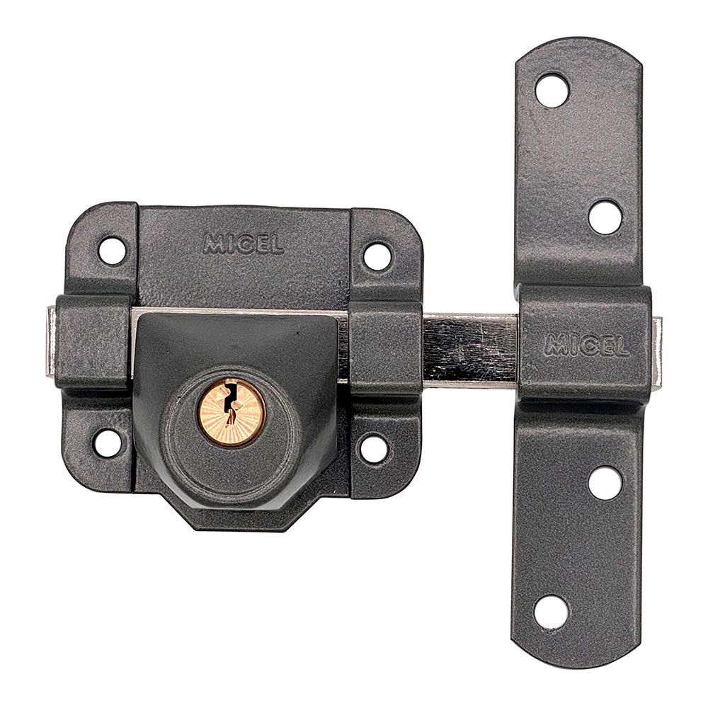 CERROJO, SEGURIDAD, SOBREPONER, MODELO CRR14, DE ACERO CON ACABADO GRIS, 86L/50 mm, CON 3 LLAVES SERRATA