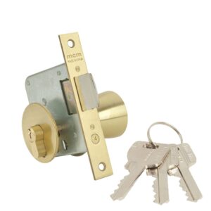 CERRADURA CON POMO, DE EMBUTIR, MODELO 1561-3-60, ACABADO LATÓN, ENTRADA 60 mm