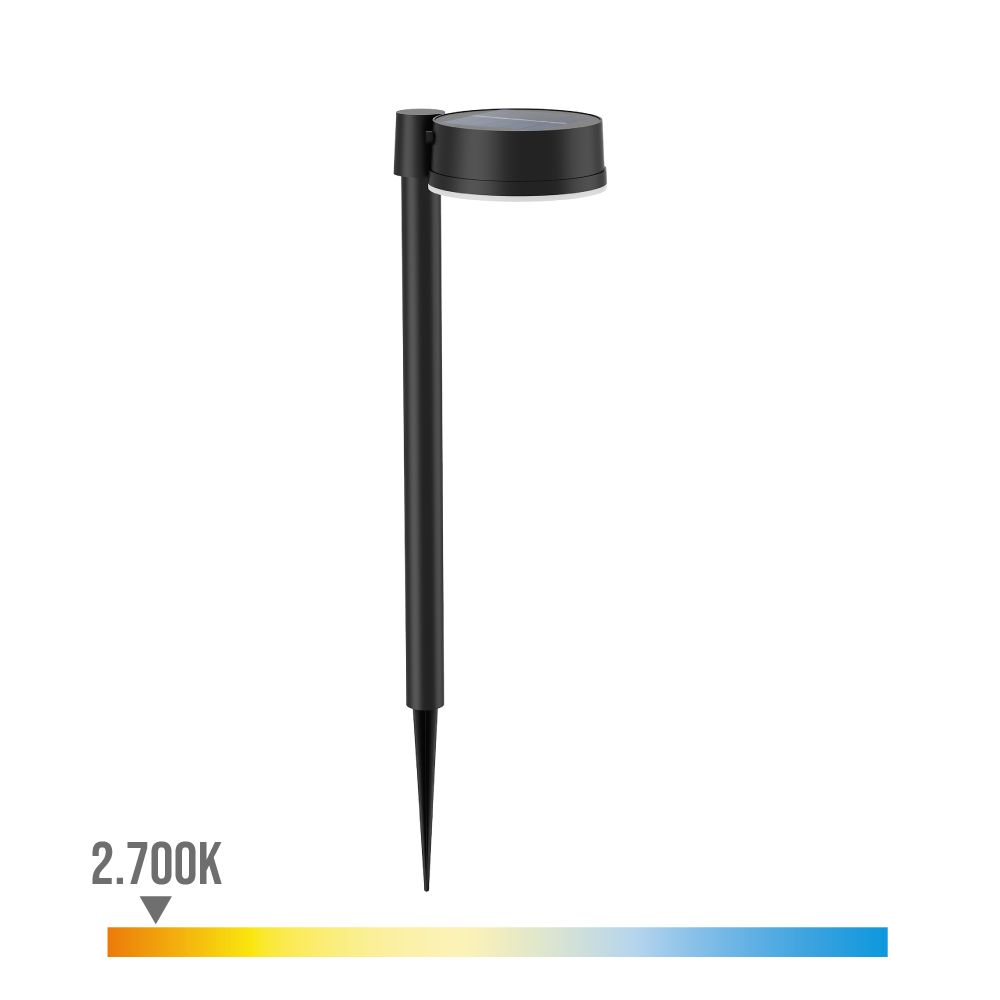 ESTACA SOLAR REDONDO, IP 44 1,5W, 200Im 2700K, LUZ CÁLIDA, MEDIDAS: 11,2 x 14,2 x 54 cm