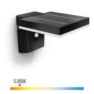 APLIQUE SOLAR MURAL CUADRADO ULTRAEFICIENTE,IP44 1,3W, 250Im  3000K, LUZ CÁLIDA, PHILIPS